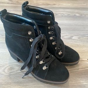 Caslon Black suede heeled lace up boots